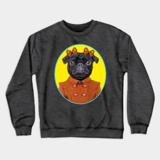 Black Pug in a Pea Coat Crewneck Sweatshirt